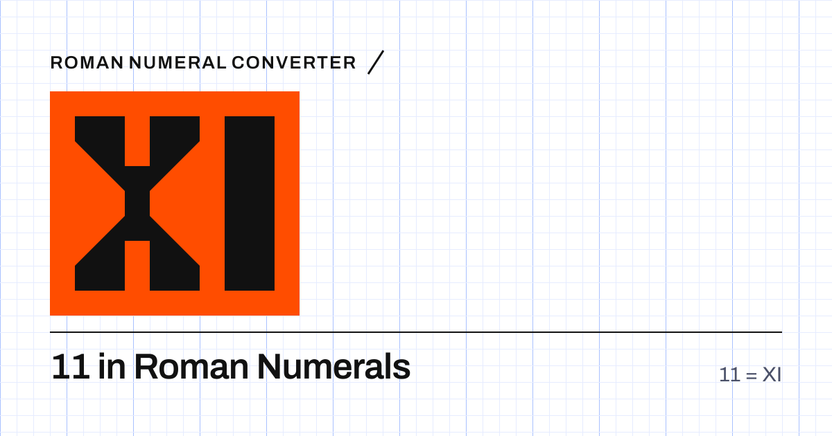 11 written in Roman numerals as XI, built from grid cells