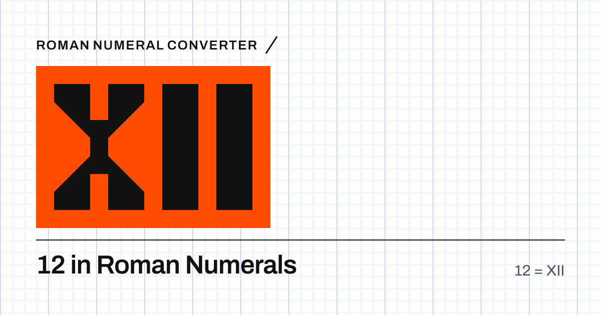 12 written in Roman numerals as XII, built from grid cells