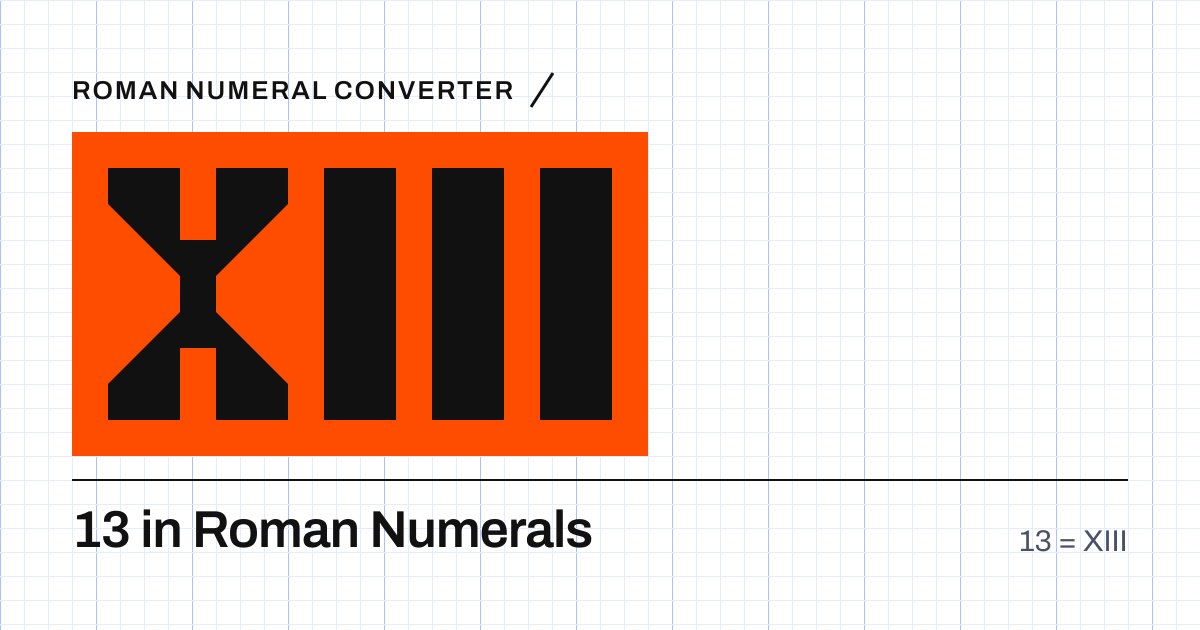 13 written in Roman numerals as XIII, built from grid cells