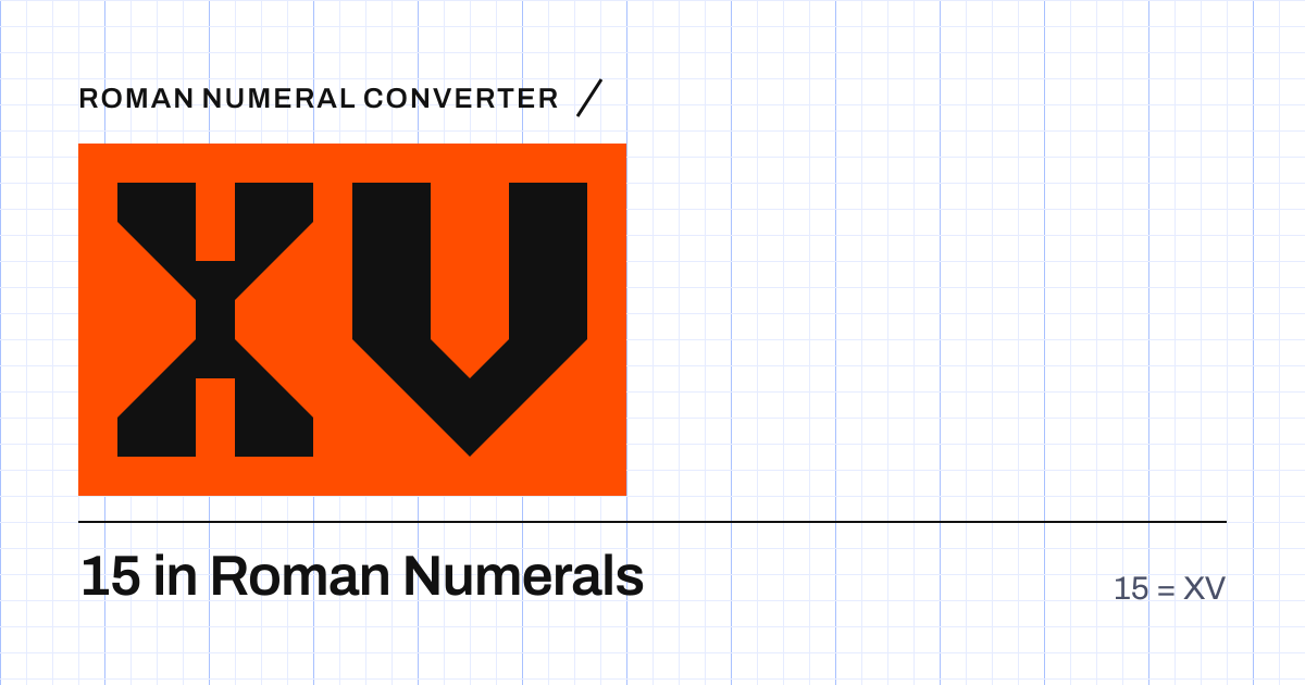 15 written in Roman numerals as XV, built from grid cells