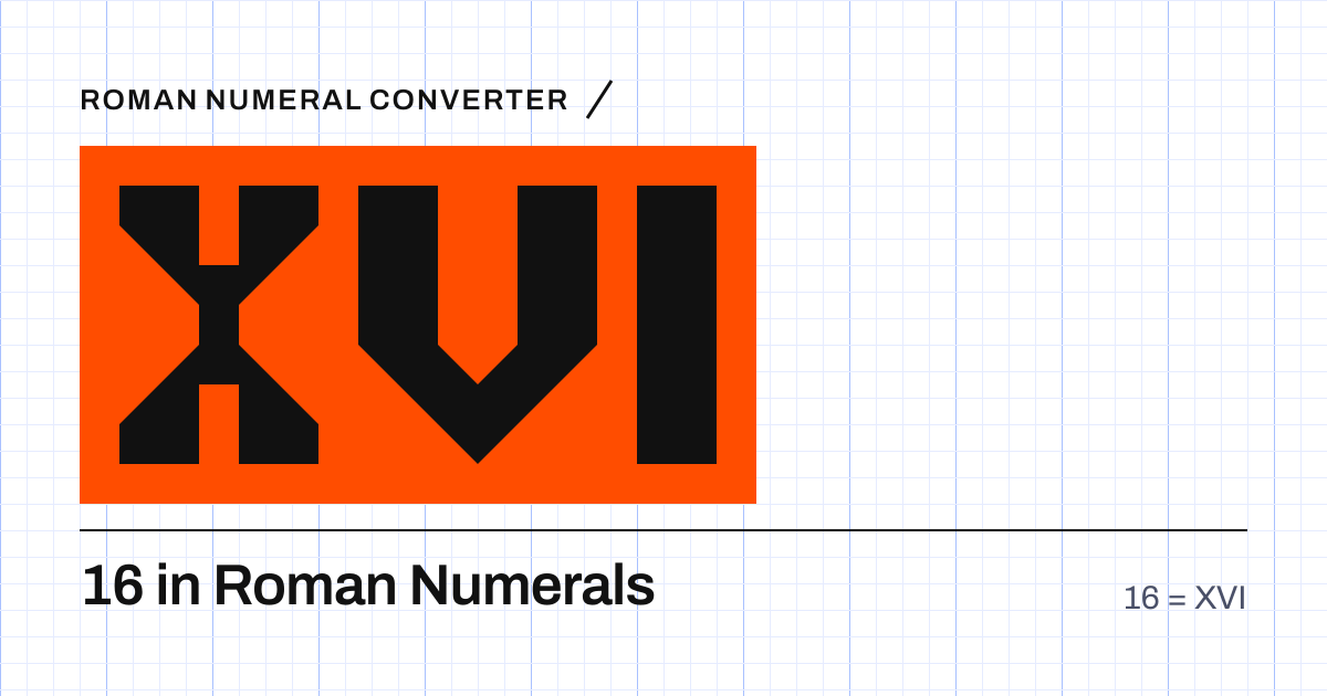 16 written in Roman numerals as XVI, built from grid cells