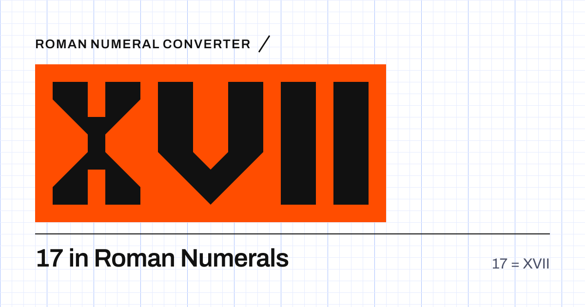 17 written in Roman numerals as XVII, built from grid cells