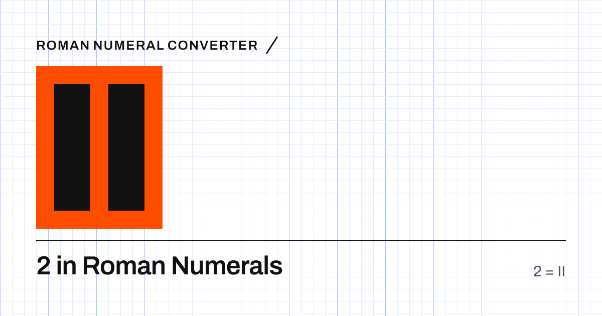 2 in Roman numerals is II, shown as a large numeral