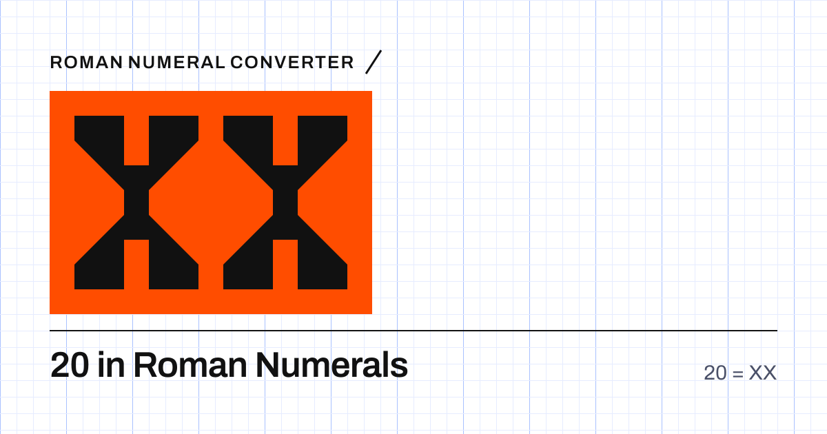20 written in Roman numerals as XX, built from grid cells