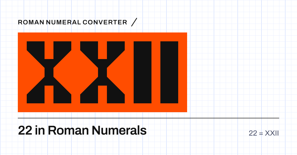 22 written in Roman numerals as XXII, built from grid cells