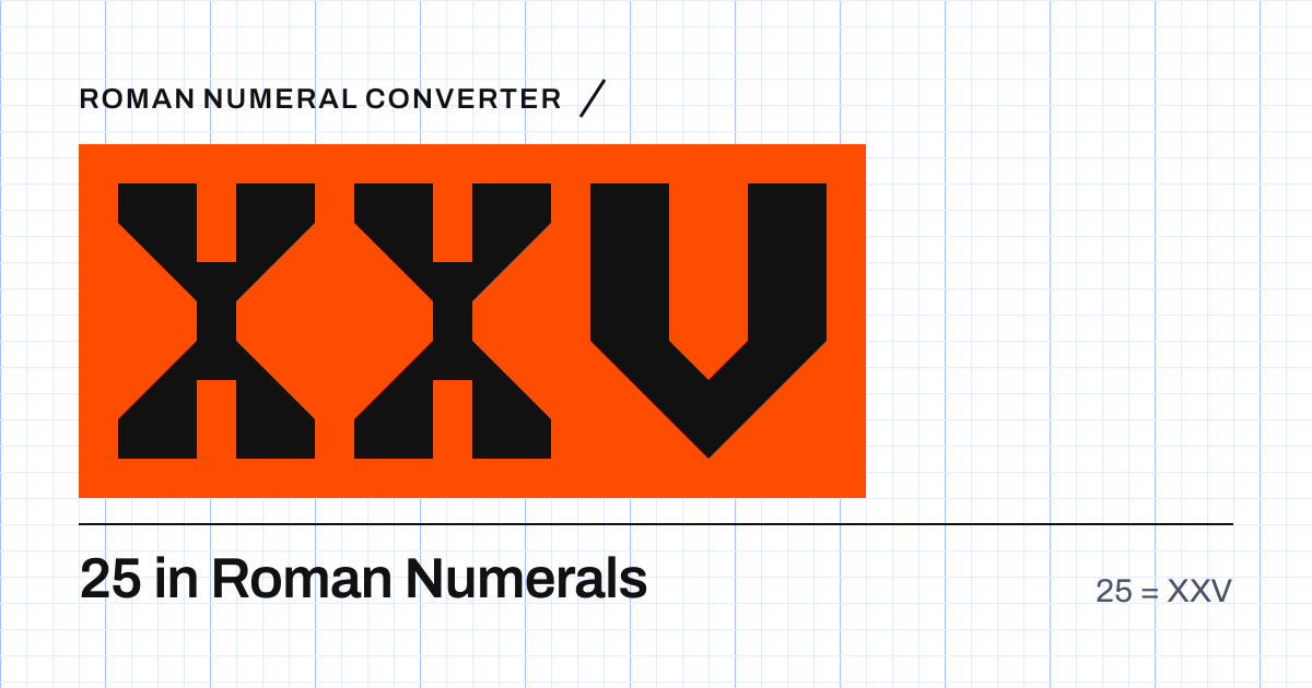 25 written in Roman numerals as XXV, built from grid cells