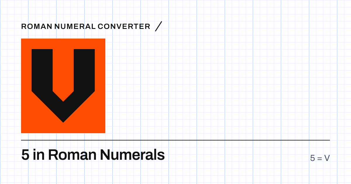 5 written in Roman numerals as V, built from grid cells