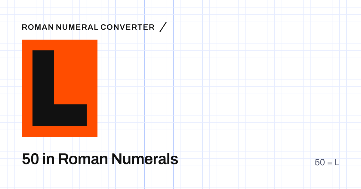 50 written in Roman numerals as L, built from grid cells