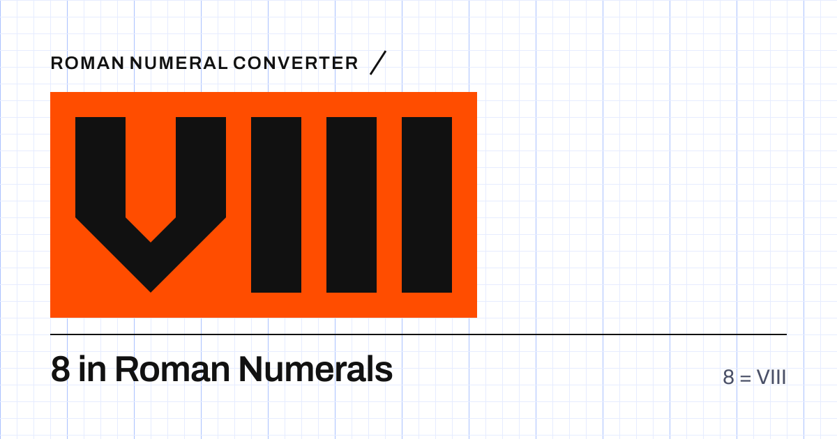 8 written in Roman numerals as VIII, built from grid cells