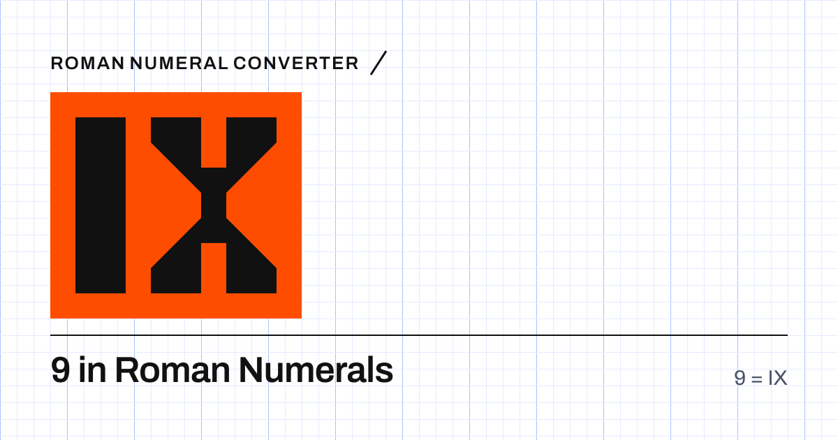 9 written in Roman numerals as IX, built from grid cells