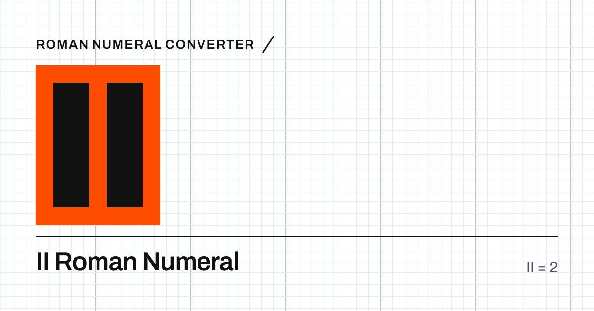 The Roman numeral II built from grid cells, equal to 2