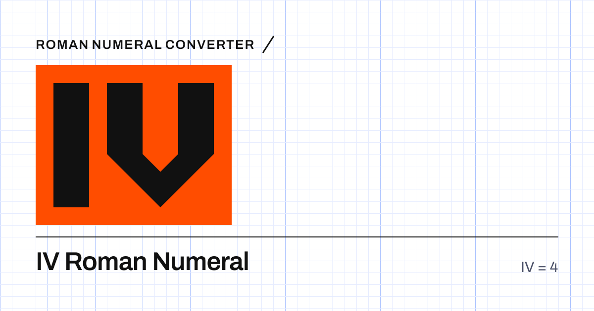 The Roman numeral IV built from grid cells, equal to 4