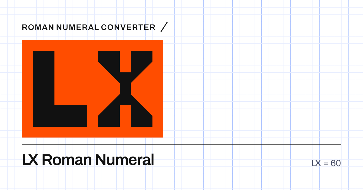 The Roman numeral LX built from grid cells, equal to 60