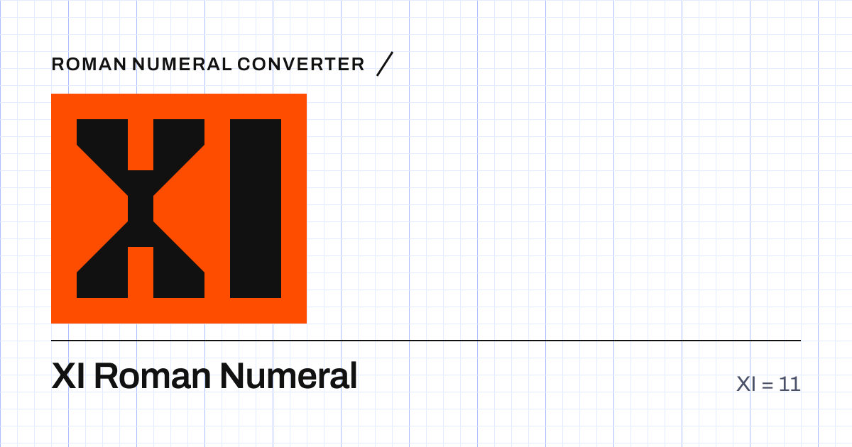 The Roman numeral XI built from grid cells, equal to 11