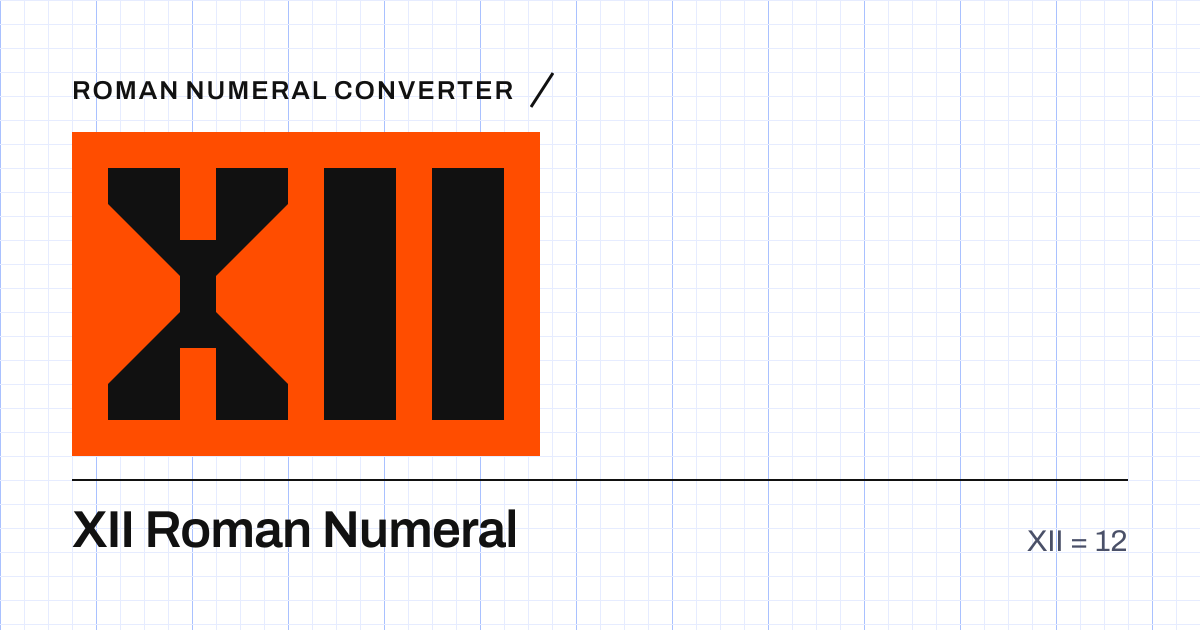 The Roman numeral XII built from grid cells, equal to 12