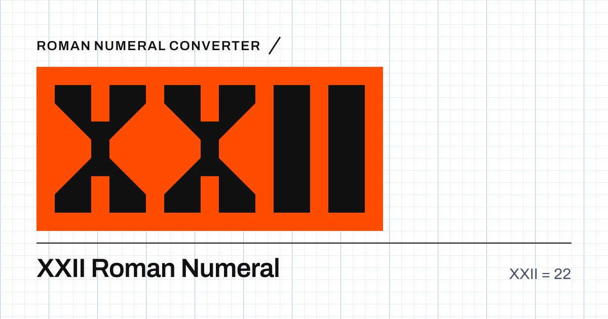 The Roman numeral XXII built from grid cells, equal to 22
