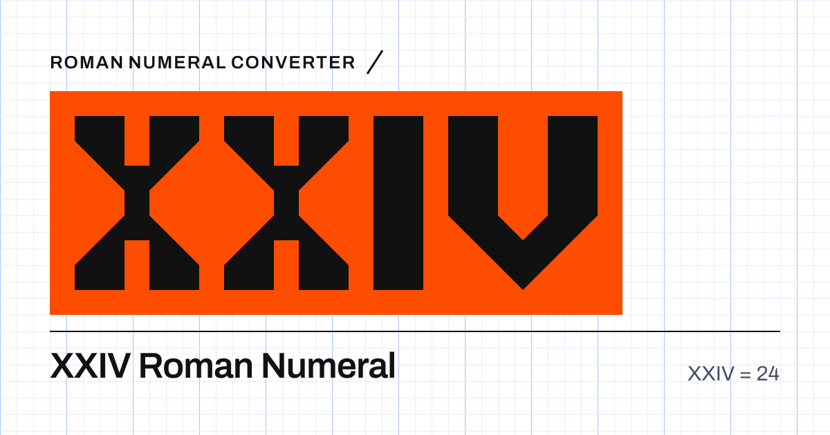The Roman numeral XXIV built from grid cells, equal to 24